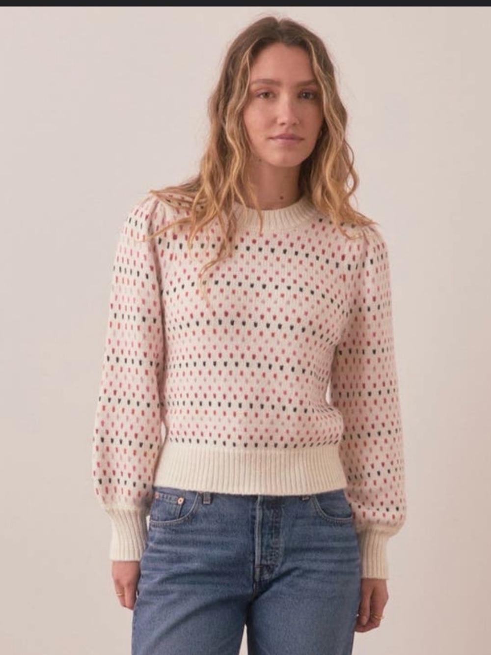 Marine Layer Crewneck Sweater with multi color Dot Detail (worn once)